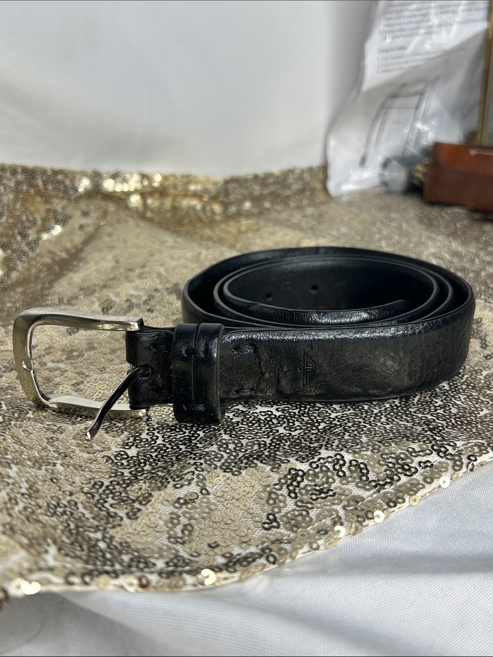 Vintage Dockers Black Leather Men's Belt Sz 38